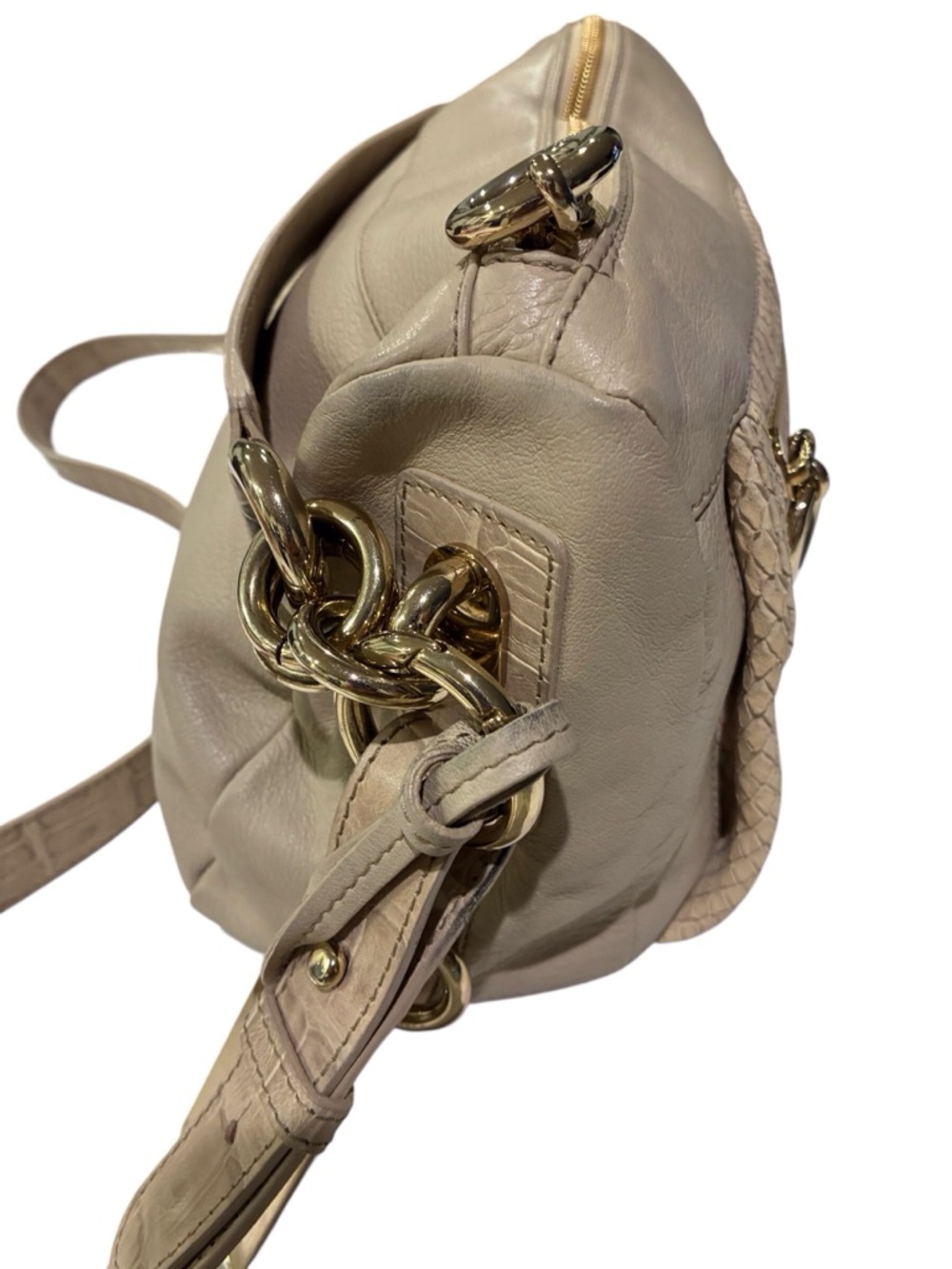 Furla Beige Leather Belt Bag / Crossbody w/ Gold Hardware - Picture 6 of 16